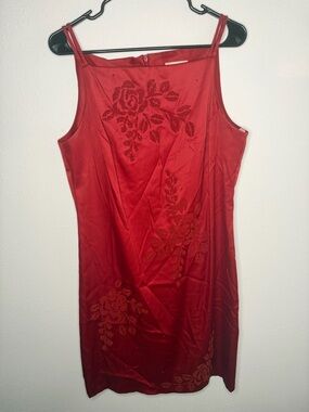 CDC Vintage Red Floral Beaded Embroidered Mini Dress